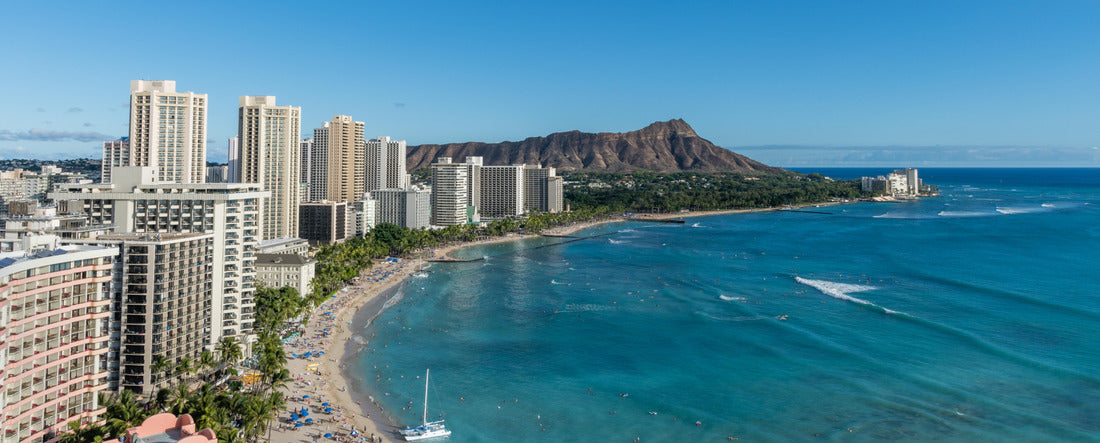 Strand von Waikiki, Honolulu, Hawaii 2000pc Panoramic Puzzle