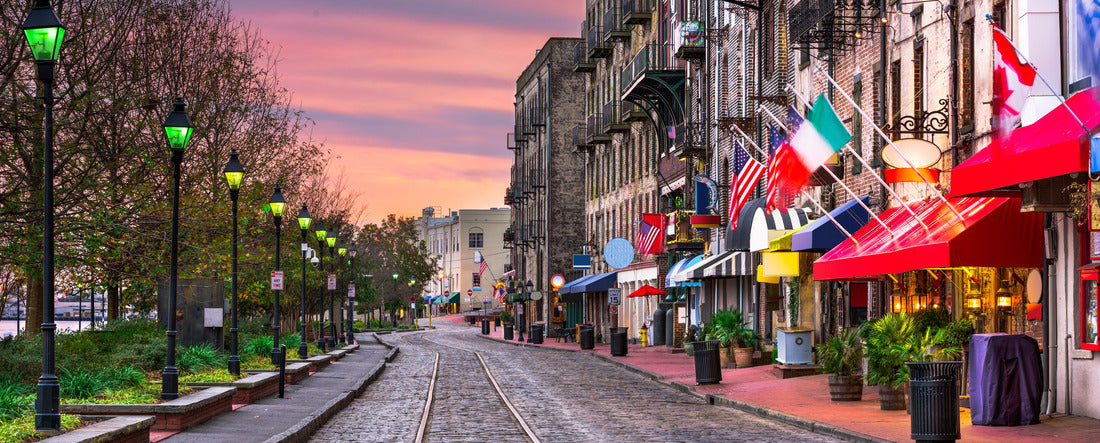 Savannah, Georgia, USA Bars and restaurants on River Street 2000pc Panoramic Puzzle