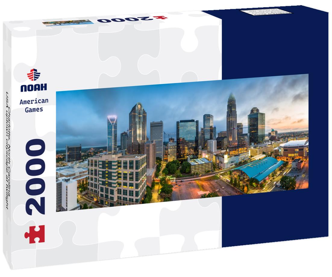 Charlotte, North Carolina, USA uptown cityscape at twilight 2000pc Panoramic Puzzle
