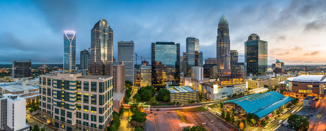 Charlotte, North Carolina, USA uptown cityscape at twilight 2000pc Panoramic Puzzle