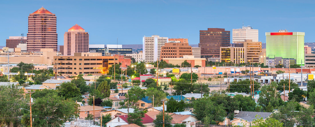 Albuquerque, New Mexico, USA downtown cityscape at twilight 2000pc Panoramic Puzzle