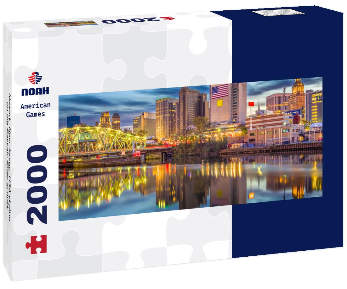Newark, New Jersey, USA skyline on the Passaic River at dusk 2000pc Panoramic Puzzle