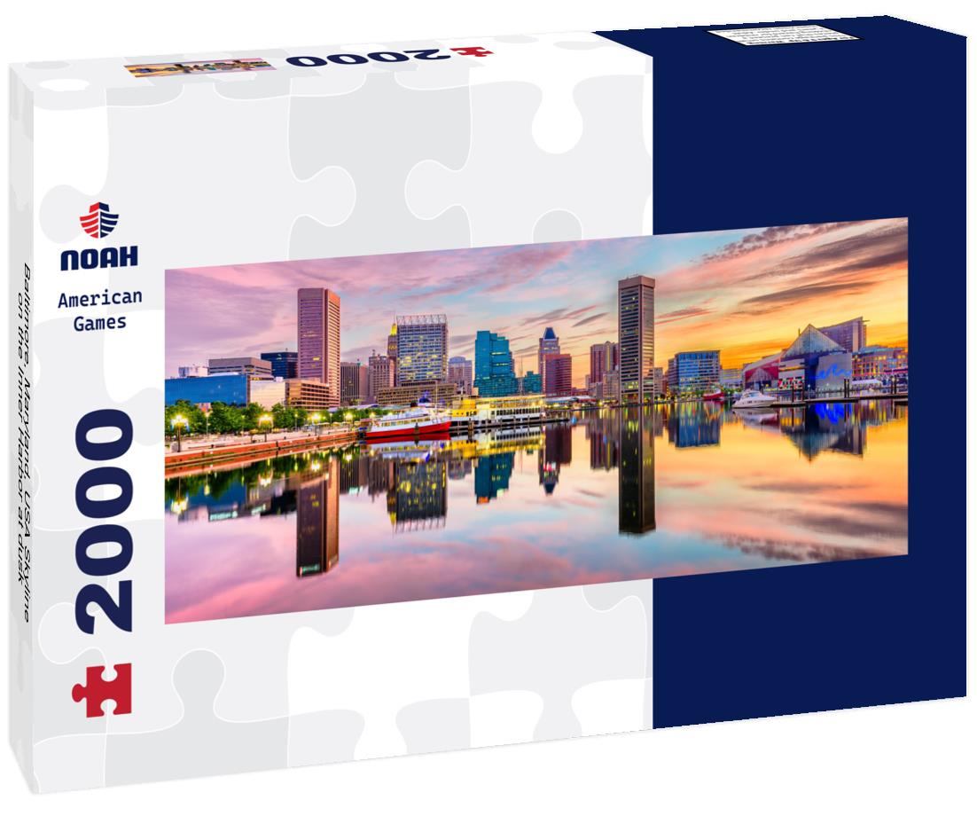 Baltimore, Maryland, USA Skyline on the Inner Harbor at dusk 2000pc Panoramic Puzzle