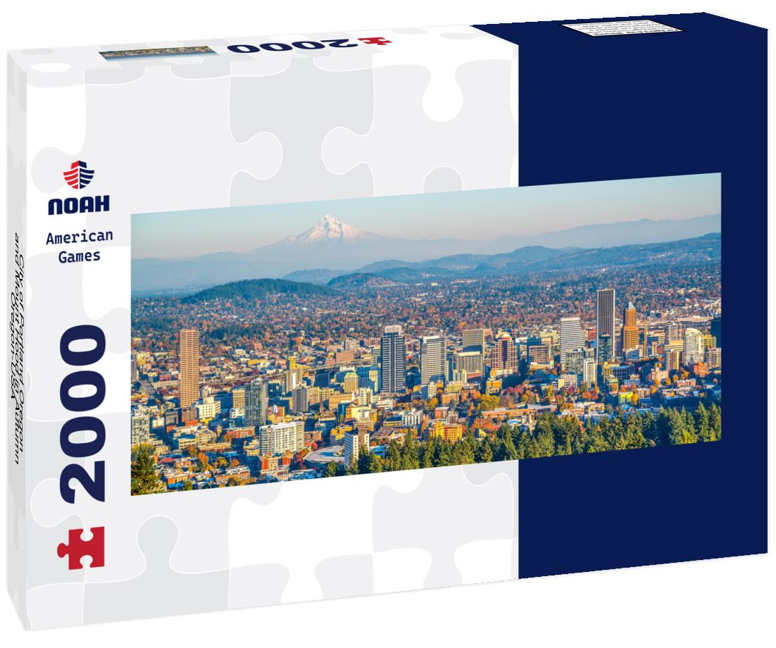 City of Portland Oregon and Mount Hood in Autumn, Oregon-USA 2000pc Panoramic Puzzle