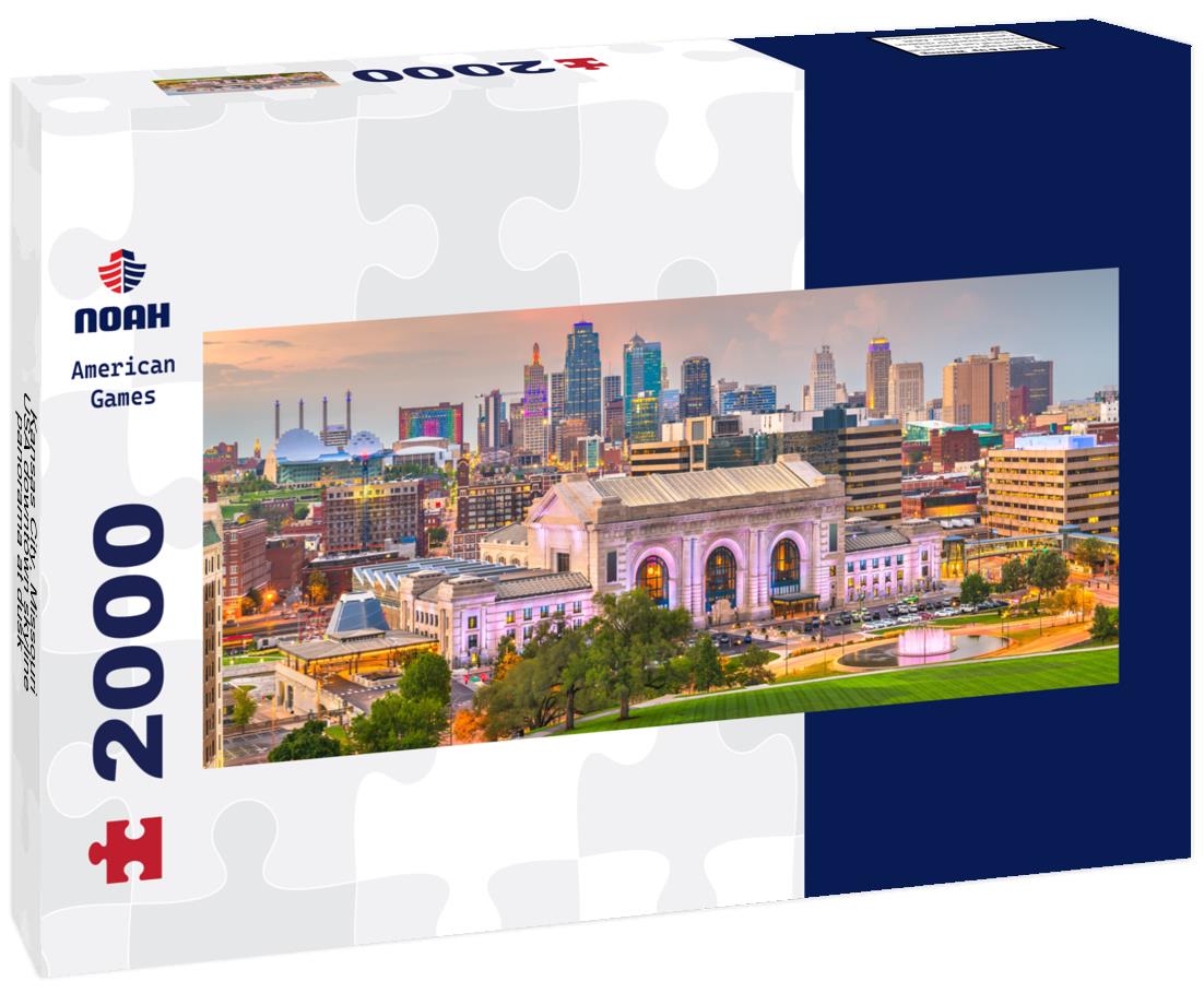 Kansas City, Missouri, USA downtown skyline at dusk 2000pc Panoramic Puzzle