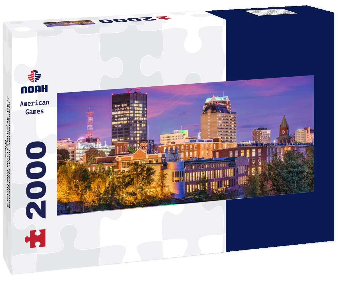 Manchester, New Hampshire, USA Skyline on the Merrimack River 2000pc Panoramic Puzzle