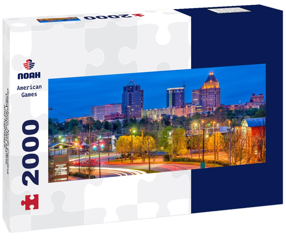 Greensboro, North Carolina, USA downtown skyline and highways 2000pc Panoramic Puzzle