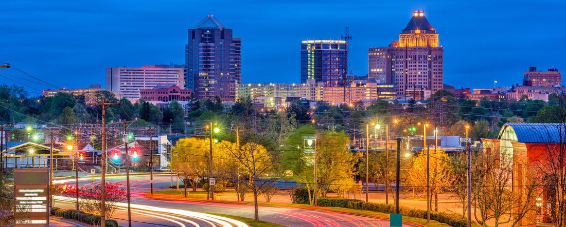 Greensboro, North Carolina, USA downtown skyline and highways 2000pc Panoramic Puzzle