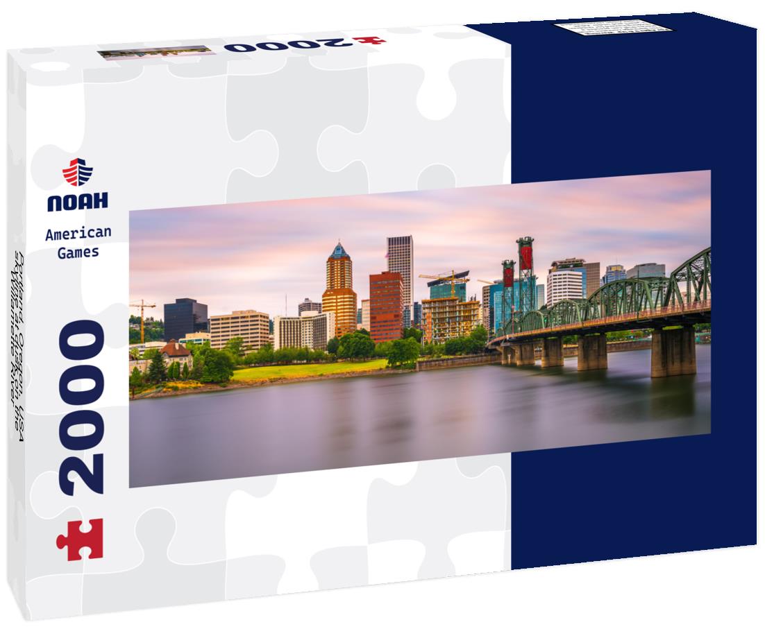 Portland, Oregon, USA skyline at dusk on the Willamette River 2000pc Panoramic Puzzle