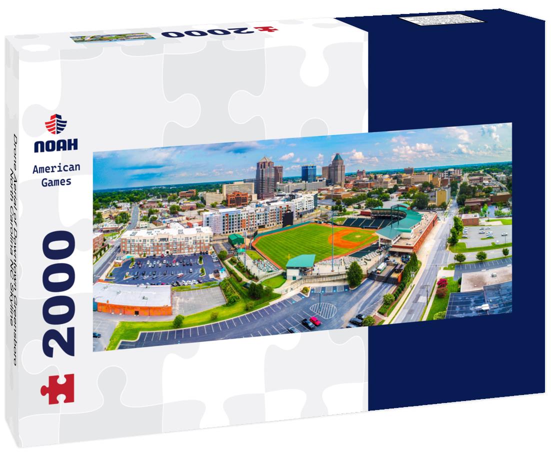 Drone Aerial of Downtown Greensboro North Carolina NC Skyline 2000pc Panoramic Puzzle