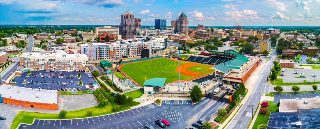 Drone Aerial of Downtown Greensboro North Carolina NC Skyline 2000pc Panoramic Puzzle