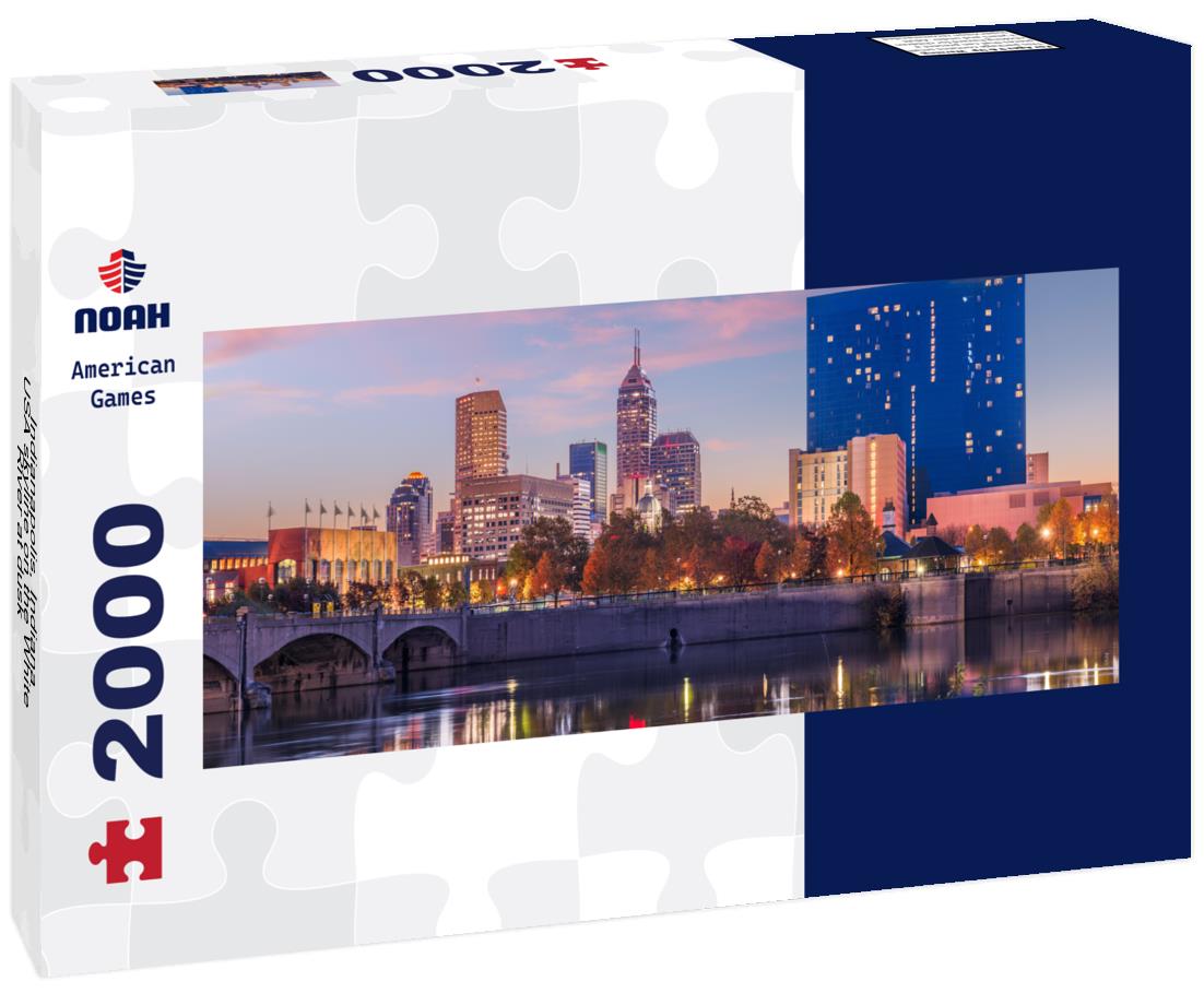 Indianapolis, Indiana, USA skyline on the White River at dusk 2000pc Panoramic Puzzle
