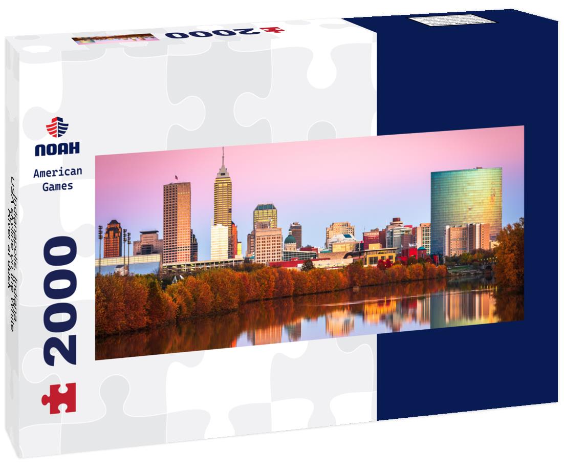 Indianapolis, Indiana, USA skyline on the White River at dusk 2000pc Panoramic Puzzle