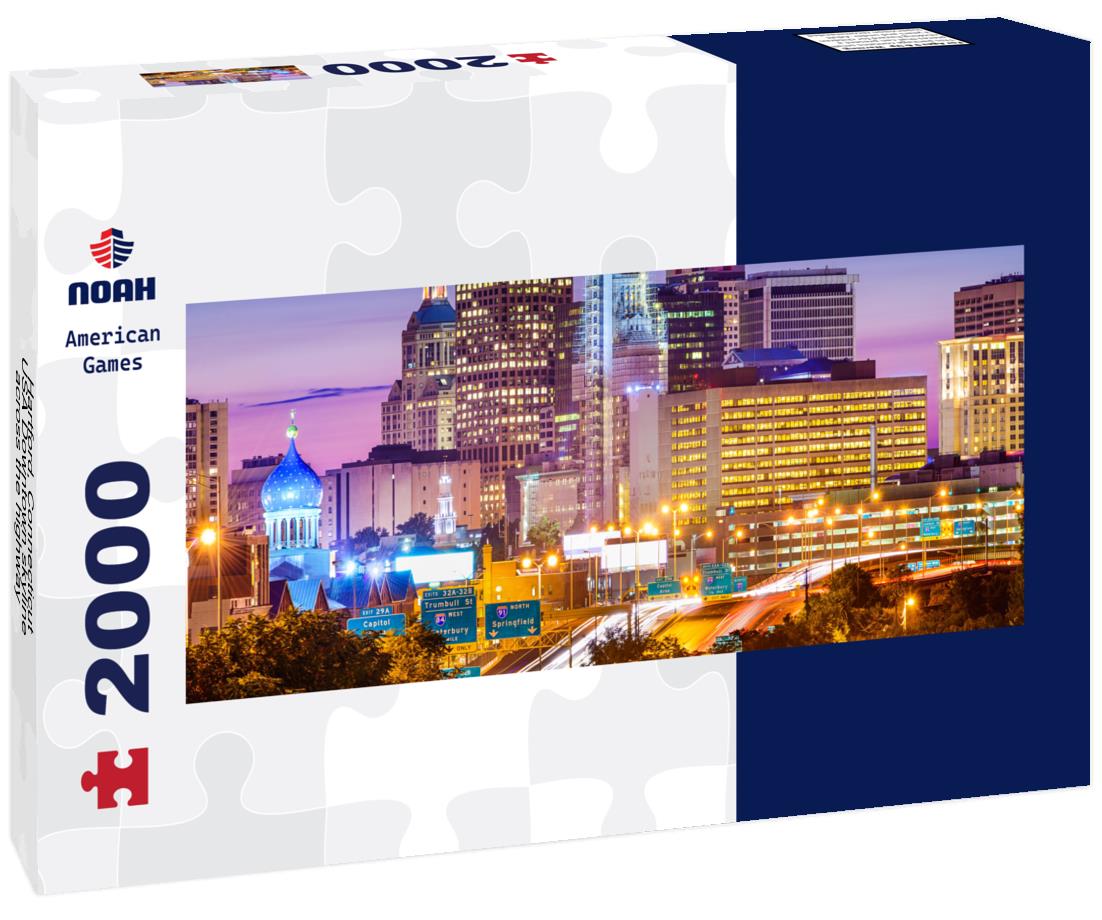 Hartford, Connecticut, USA Downtown skyline across the highway 2000pc Panoramic Puzzle