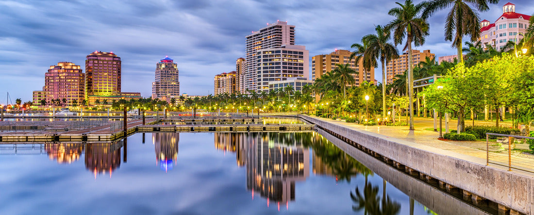 West Palm Beach, Florida, USA Downtown skyline on the waterway 2000pc Panoramic Puzzle