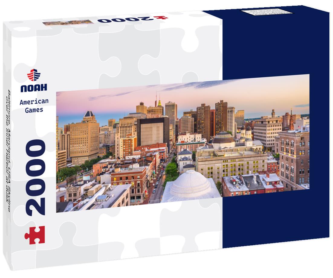 Baltimore, Maryland, USA Skyline over the Inner Harbor at dusk 2000pc Panoramic Puzzle