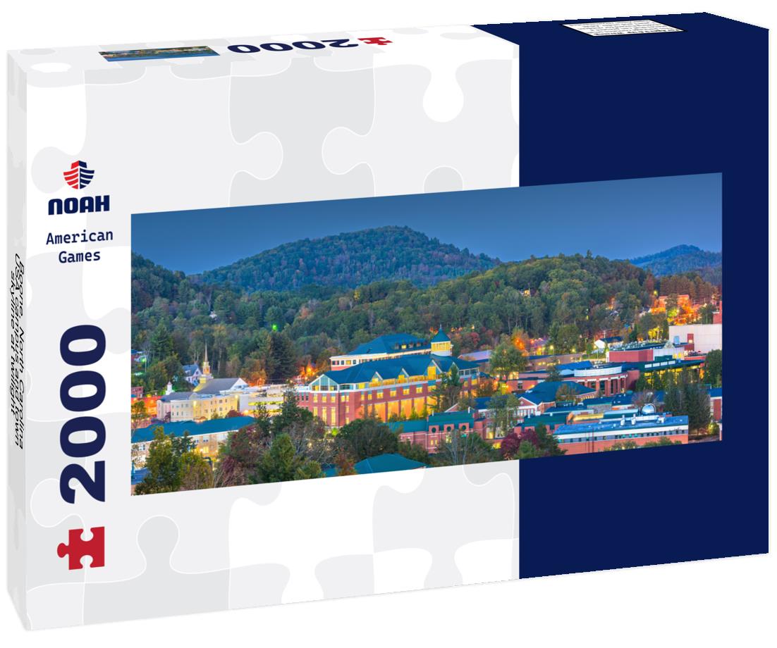 Boone, North Carolina, USA campus and town skyline at twilight 2000pc Panoramic Puzzle