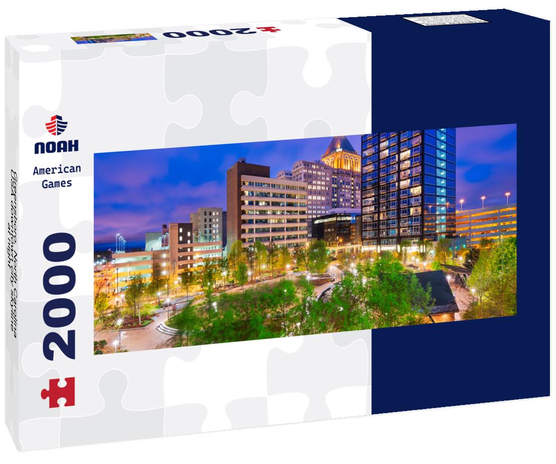 Greensboro, North Carolina, USA downtown city skyline at night 2000pc Panoramic Puzzle