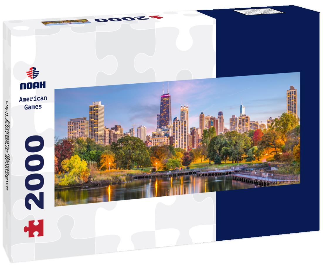 Chicago, Illinois, USA Skyline in downtown Lincoln Park at dusk 2000pc Panoramic Puzzle