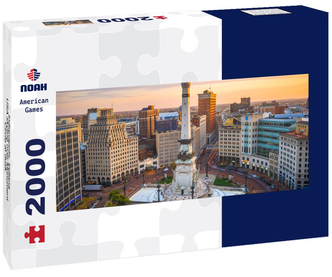 Indianapolis, Indiana, USA skyline over Monument Circle at dusk 2000pc Panoramic Puzzle
