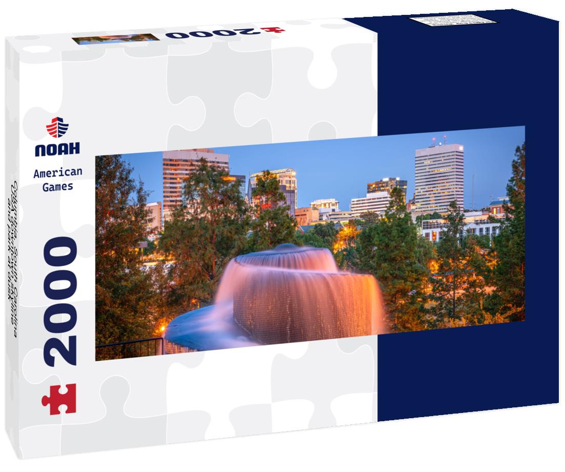 Columbia, South Carolina, USA downtown skyline and park at dusk 2000pc Panoramic Puzzle