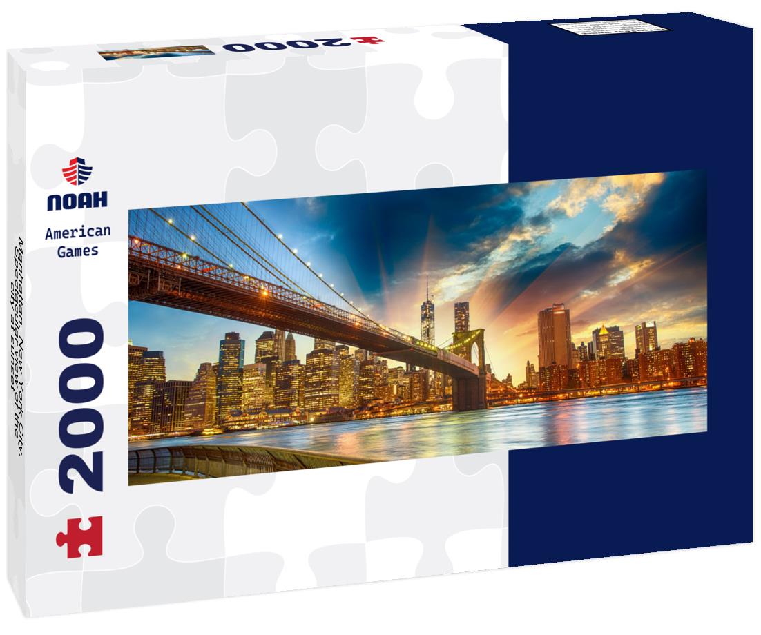 Manhattan, New York City. Spectacular view of the city at sunset 2000pc Panoramic Puzzle