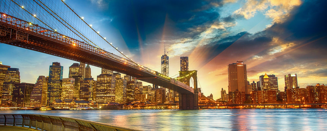 Manhattan, New York City. Spectacular view of the city at sunset 2000pc Panoramic Puzzle