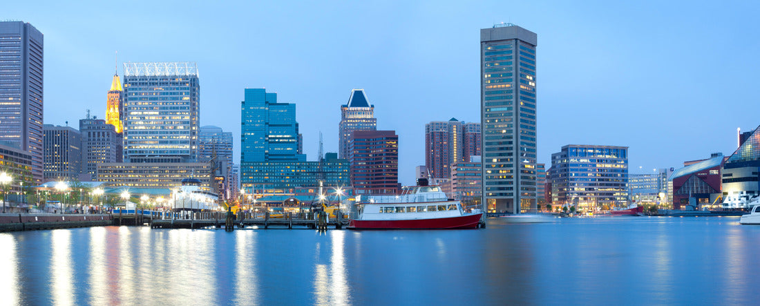 Downtown city skyline and Inner Harbor, Baltimore, Maryland, USA 2000pc Panoramic Puzzle