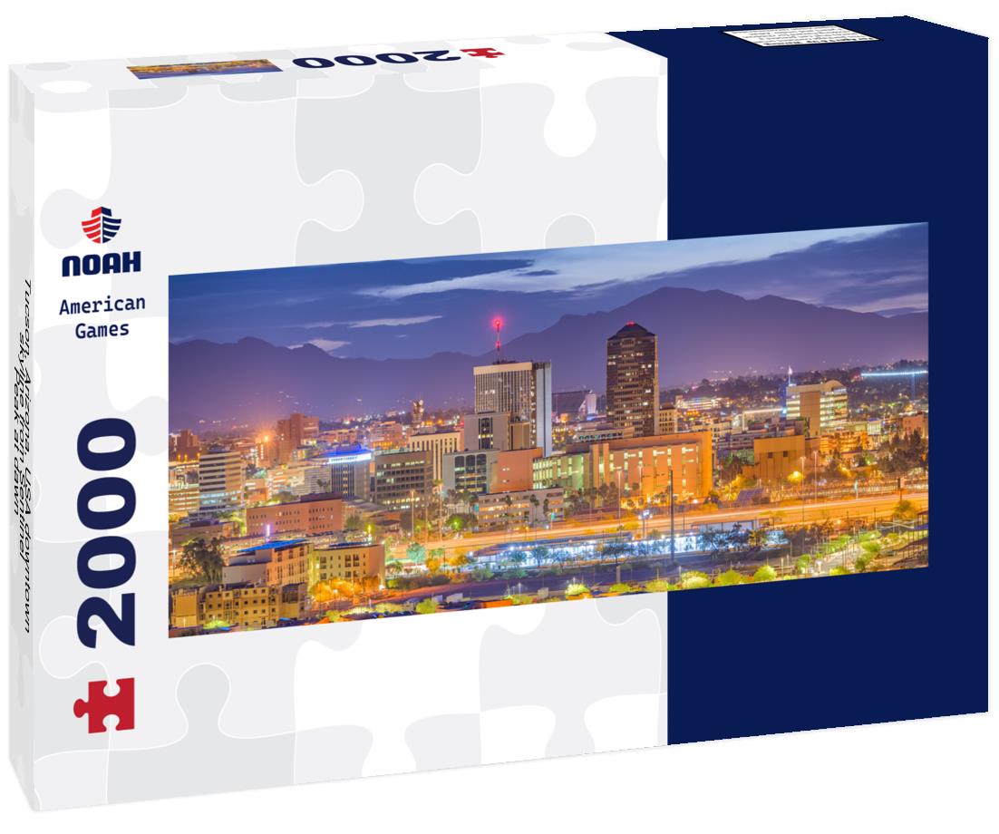 Tucson, Arizona, USA downtown skyline from Sentinel Peak at dawn 2000pc Panoramic Puzzle