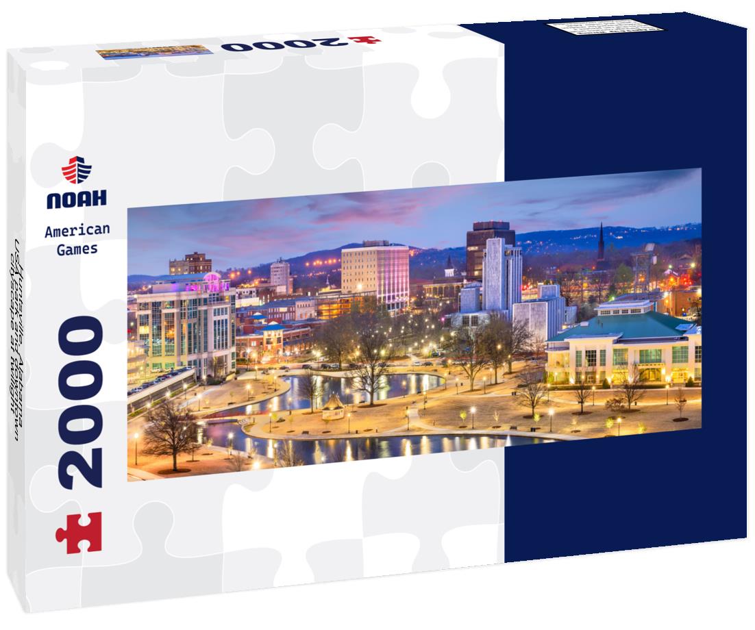 Huntsville, Alabama, USA park and downtown cityscape at twilight 2000pc Panoramic Puzzle