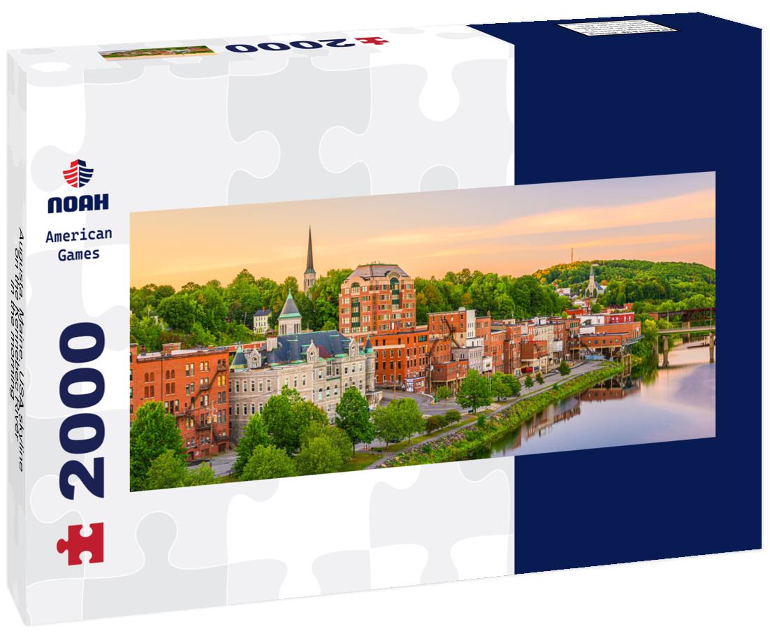 Augusta, Maine, USA skyline on the Kennebec River in the morning 2000pc Panoramic Puzzle