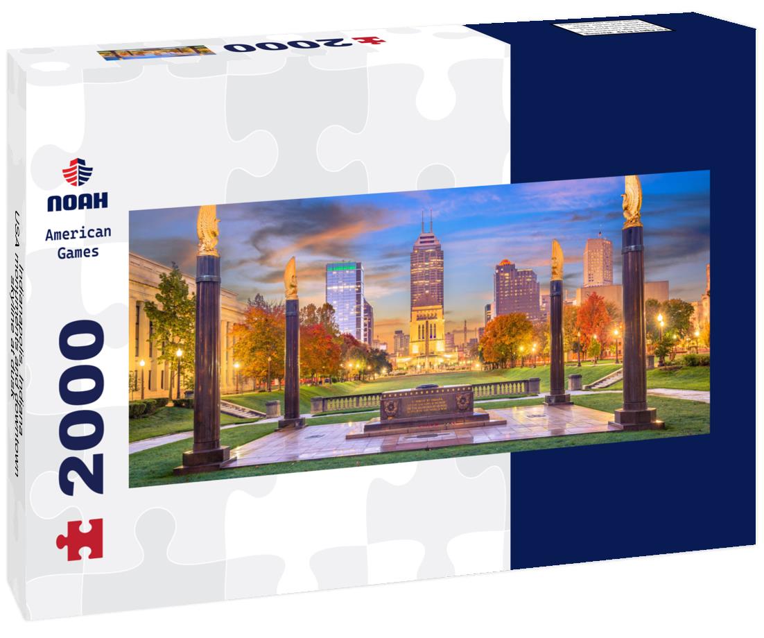 Indianapolis, Indiana, USA monuments and downtown skyline at dusk 2000pc Panoramic Puzzle