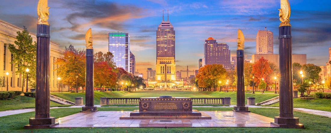 Indianapolis, Indiana, USA monuments and downtown skyline at dusk 2000pc Panoramic Puzzle