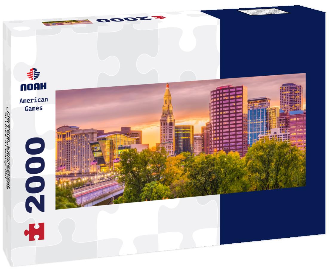 Hartford, Connecticut, USA Downtown skyline at dusk in early fall 2000pc Panoramic Puzzle
