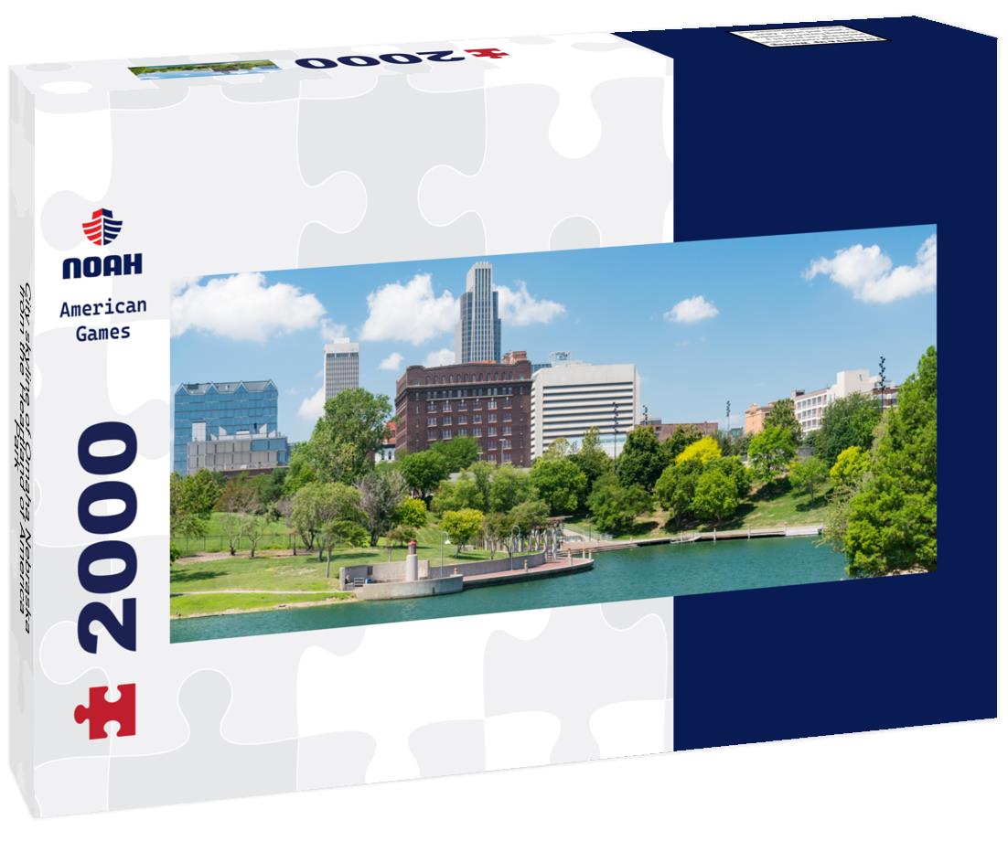 City skyline of Omaha Nebraska from the Heartland of America Park 2000pc Panoramic Puzzle