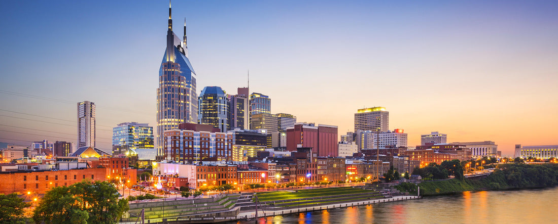 Nashville, Tennessee, USA downtown skyline on the Cumberland River 2000pc Panoramic Puzzle