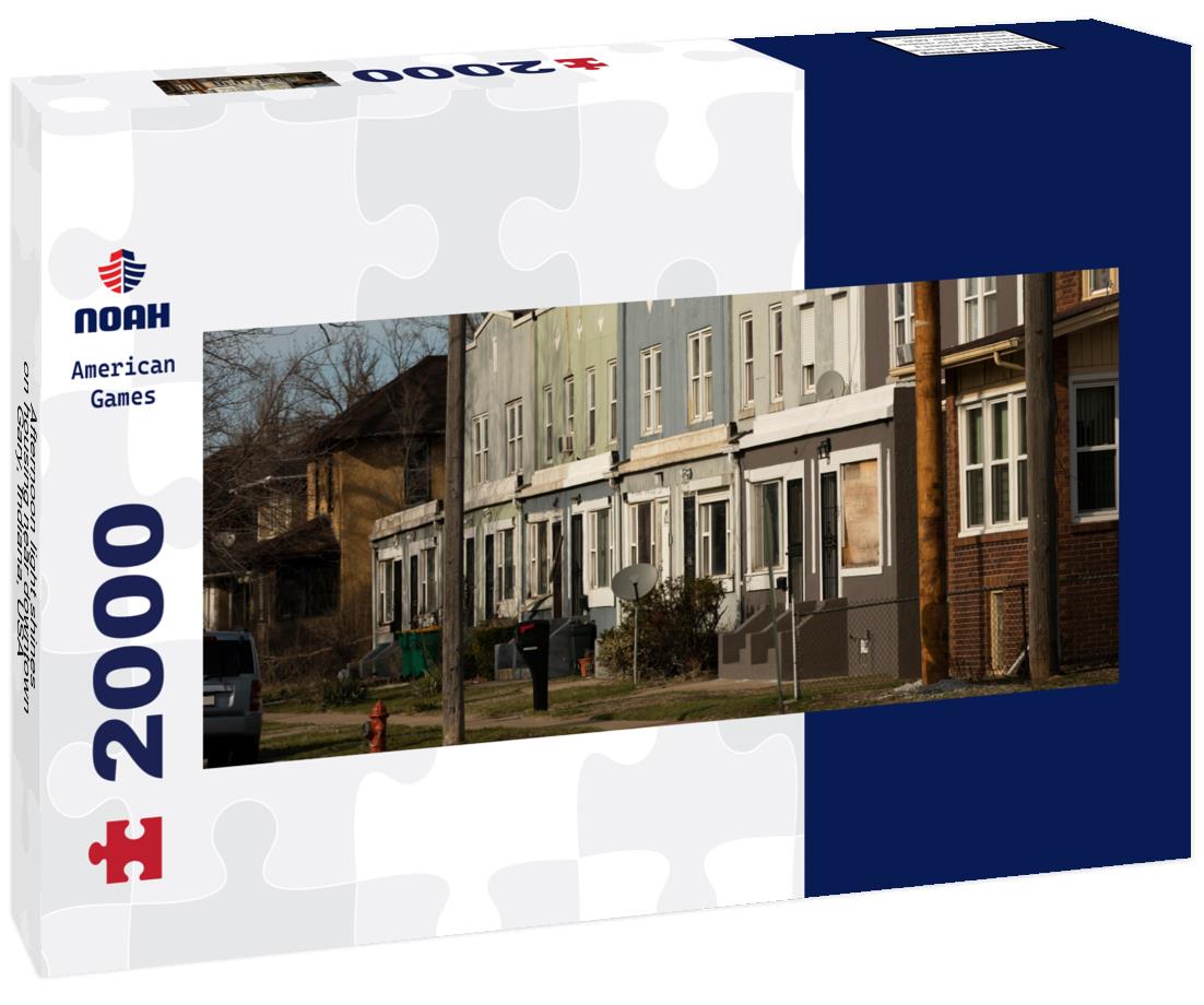 Afternoon light shines on housing near downtown Gary, Indiana, USA 2000pc Panoramic Puzzle