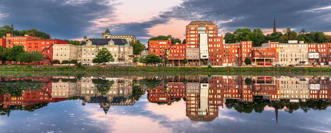 Augusta, Maine, USA downtown skyline on the Kennebec River at dawn 2000pc Panoramic Puzzle