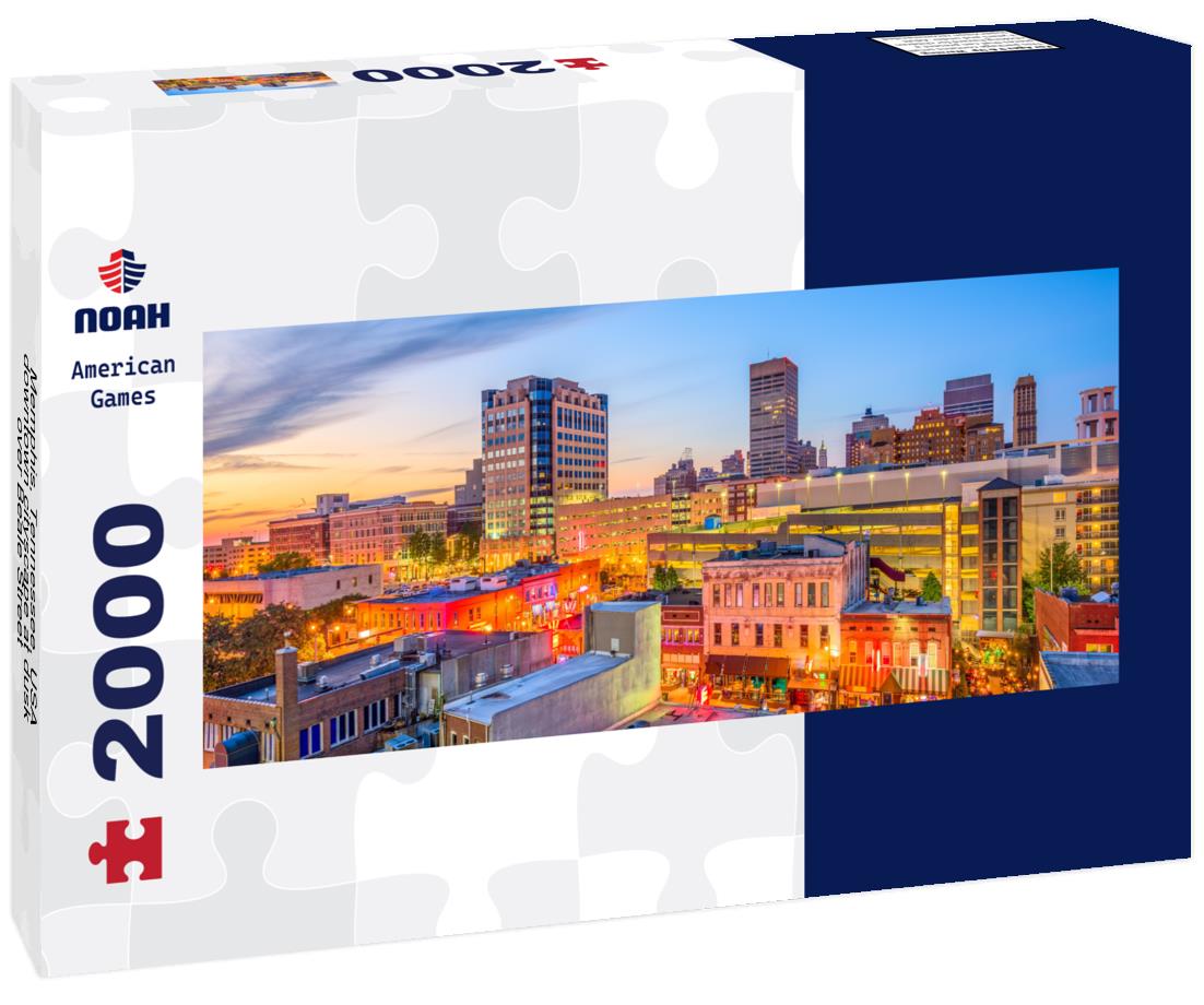 Memphis, Tennessee, USA downtown cityscape at dusk over Beale Street 2000pc Panoramic Puzzle