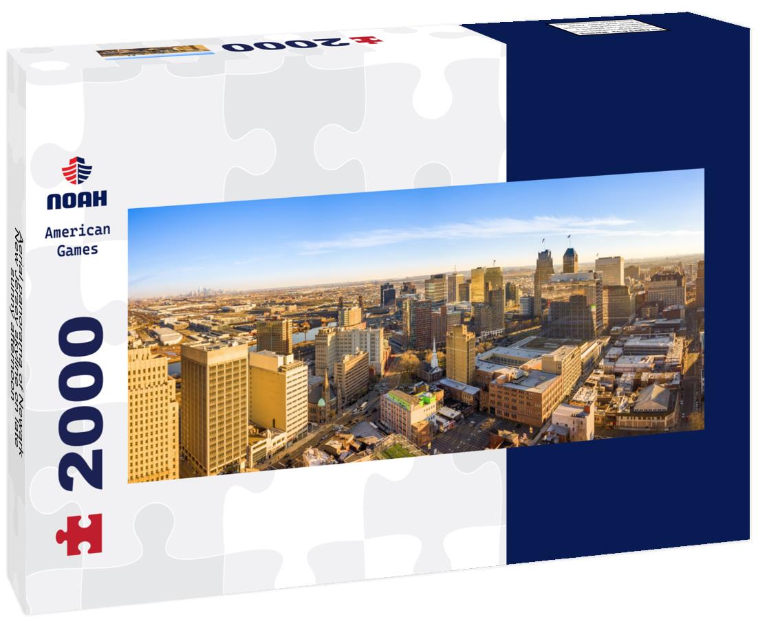 Aerial Newark New Jersey skyline on late sunny afternoon 2000pc Panoramic Puzzle