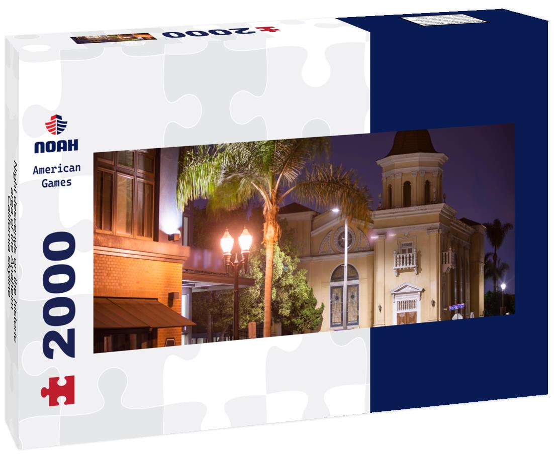 Night descends on the historic area of the Anaheim, California skyline 2000pc Panoramic Puzzle