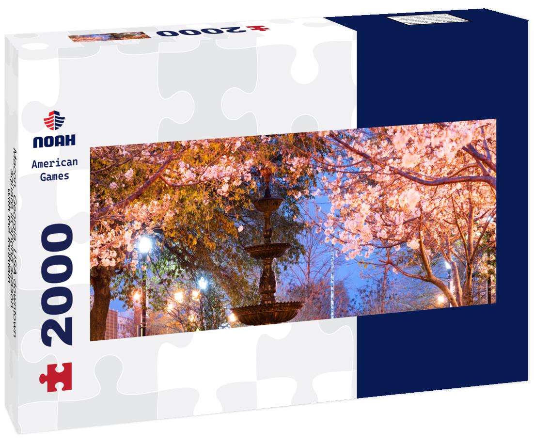 Macon, Georgia, USA downtown square in spring season with the fountain 2000pc Panoramic Puzzle