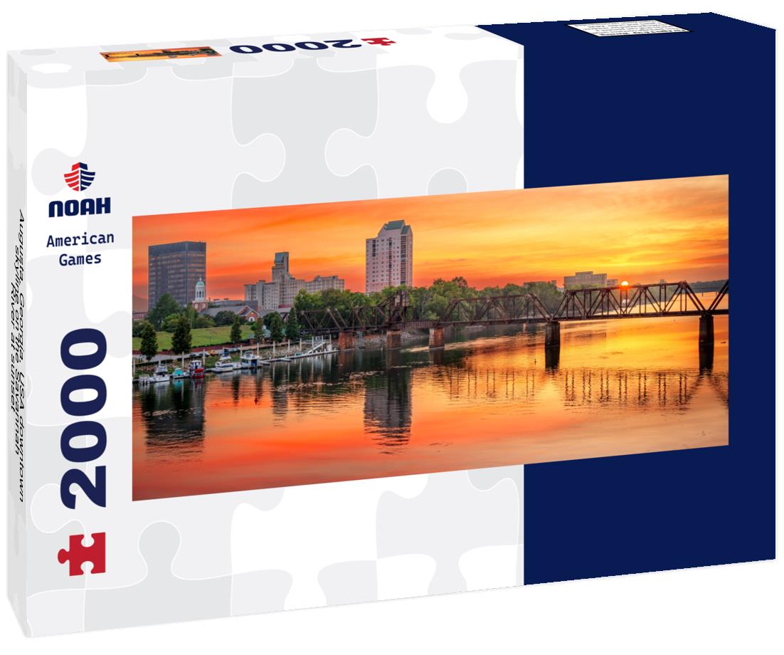 Augusta, Georgia, USA downtown skyline on the Savannah River at sunset 2000pc Panoramic Puzzle