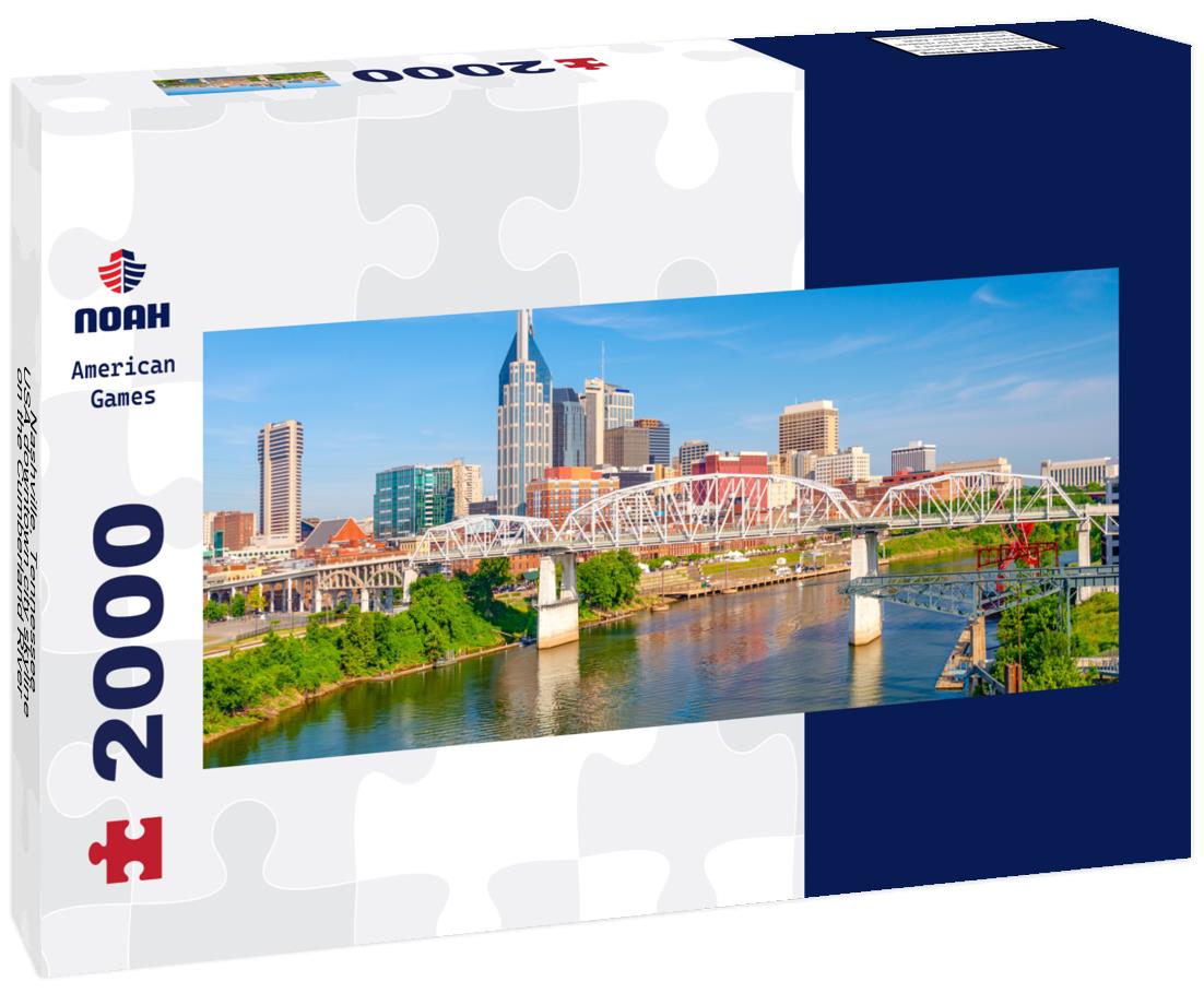 Nashville, Tennessee, USA downtown city skyline on the Cumberland River 2000pc Panoramic Puzzle