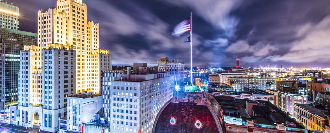 Providence, Rhode Island downtown cityscape viewed from behind city hall 2000pc Panoramic Puzzle