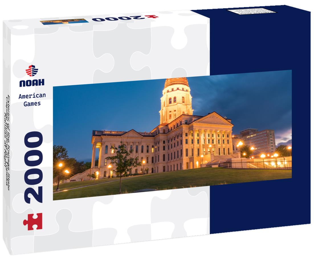 Exterior of the Kansas State Capital Building in Topeka, Kansas at Night 2000pc Panoramic Puzzle