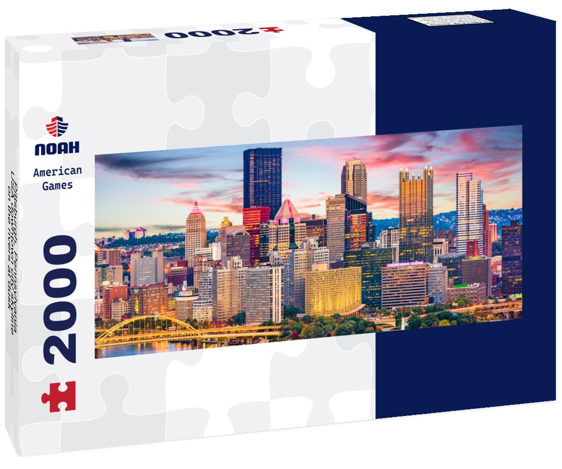 Pittsburgh, Pennsylvania, USA downtown city skyline on the rivers at dusk 2000pc Panoramic Puzzle