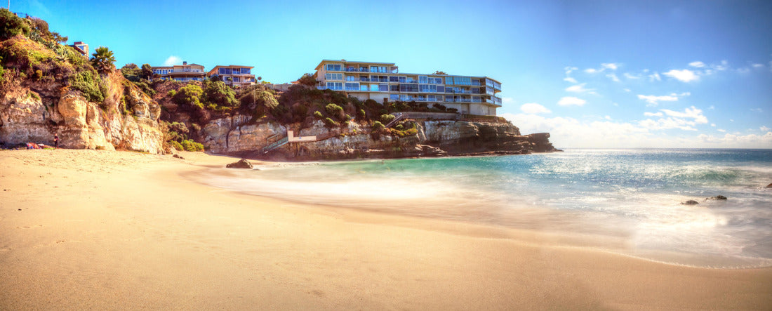 Blue sky over West Street Beach in Laguna Beach, California on a sunny day 2000pc Panoramic Puzzle