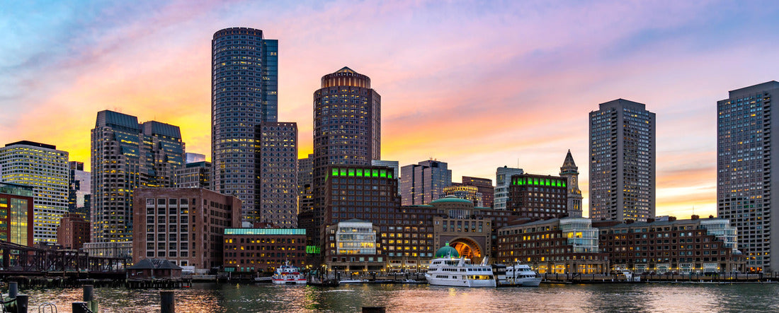 Boston Downtown skylines building cityscape sunset at Boston city, MA, USA 2000pc Panoramic Puzzle