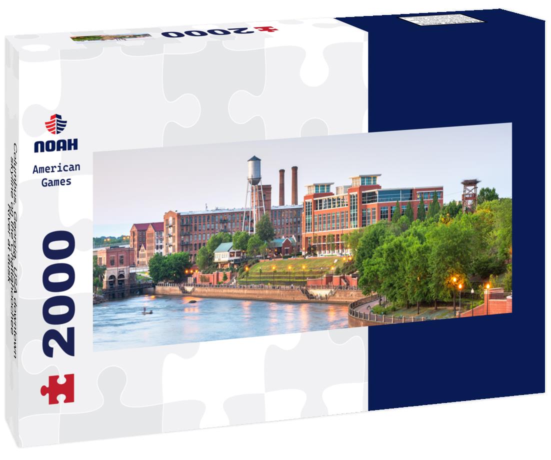 Columbus, Georgia, USA downtown skyline on the Chattahoochee River at dusk 2000pc Panoramic Puzzle